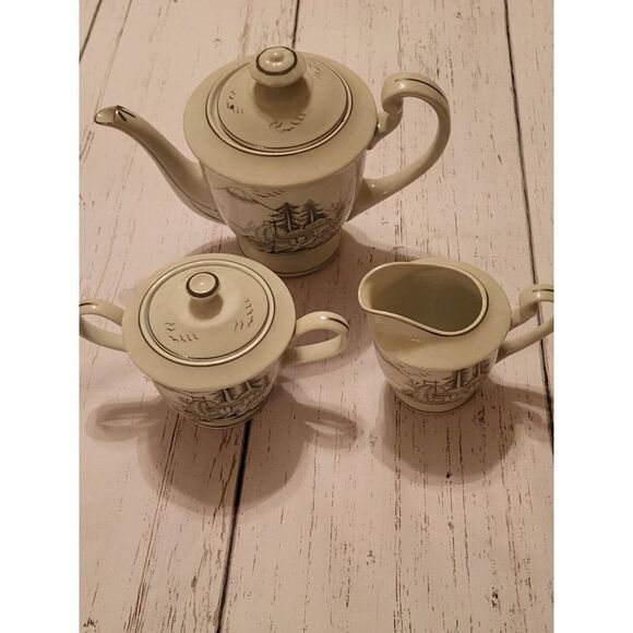 Vintage Kutani China . Tea Kettle, Creamer & Sugar bowl ( 3 pieces ) - Picture 1 of 14
